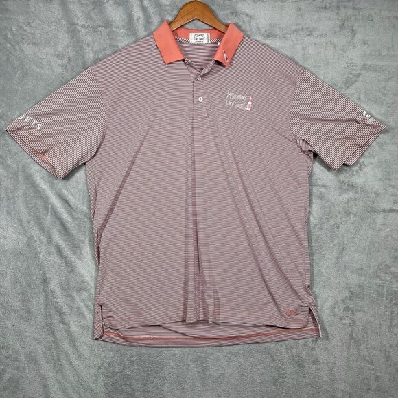 Mens XL Golf Polo Shirt Netjets McIlhenny Dry Goods Short Sleeve Orange & White - Picture 1 of 9